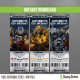 Transformers Birthday Ticket Invitations